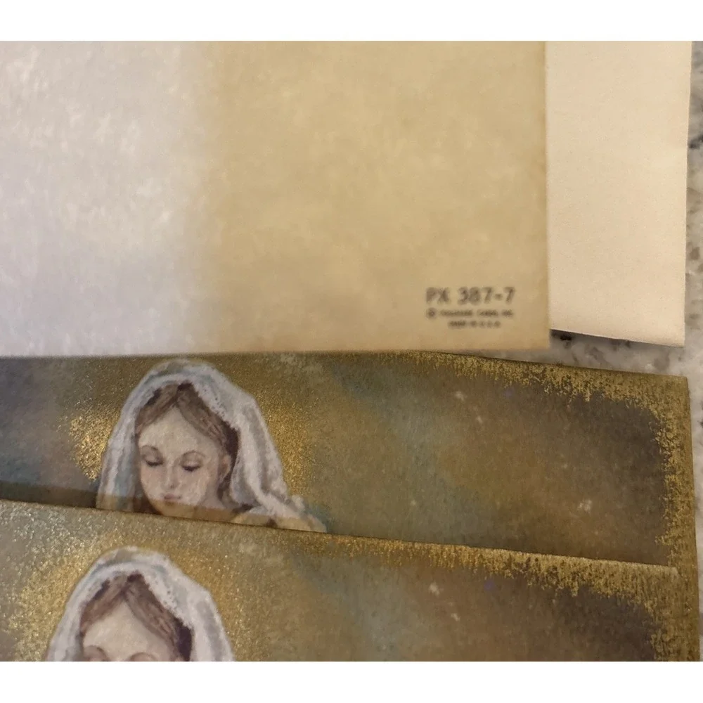 7 Vintage Hallmark Christmas Card Mother & Child Parchment Unused readers digest
